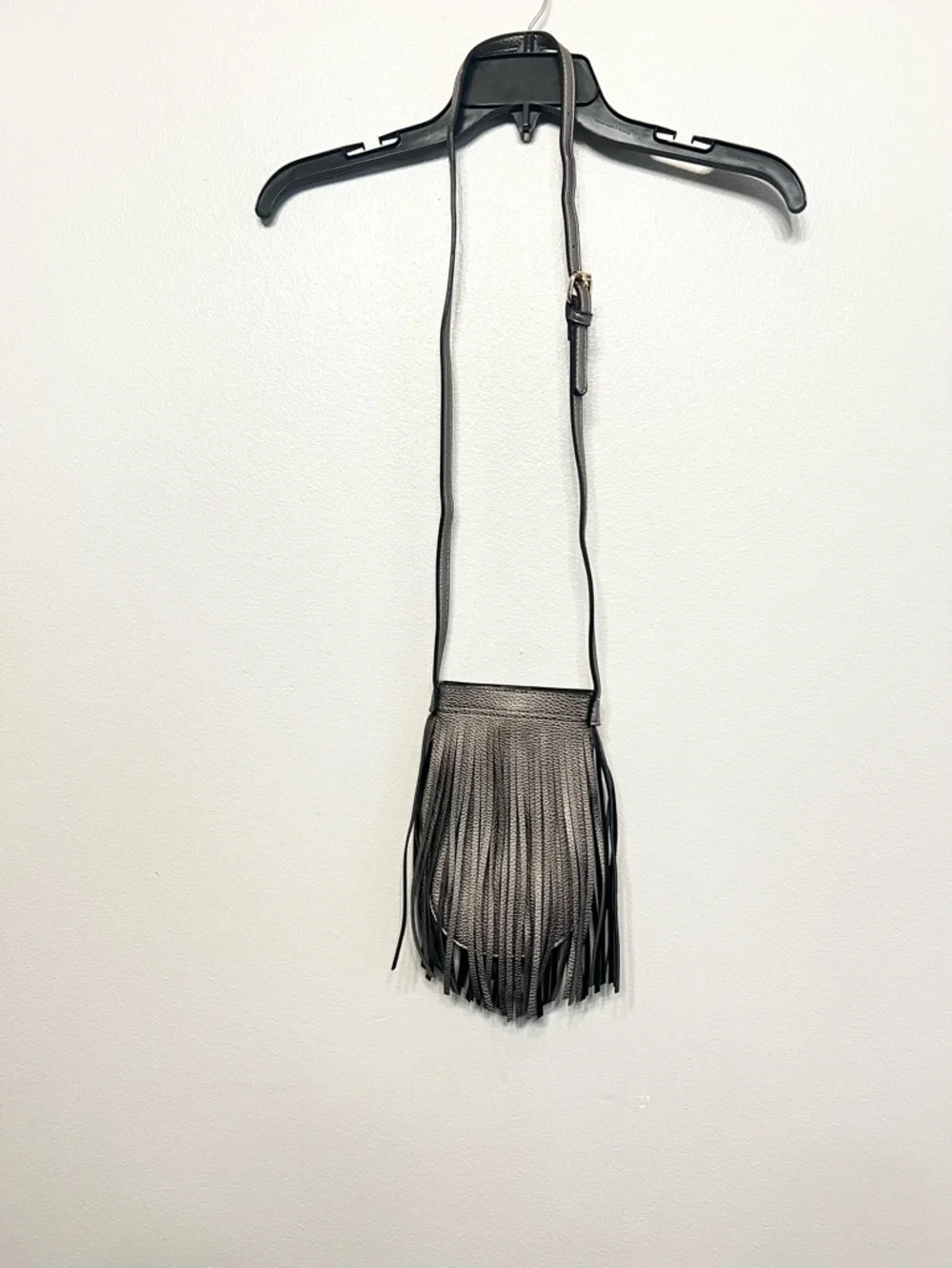 Metallic Gray‎ Fringe Crossbody Cell Phone Bag Adjustable Strap